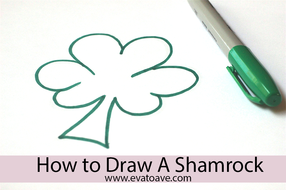 shamrock drawing, marker, and text