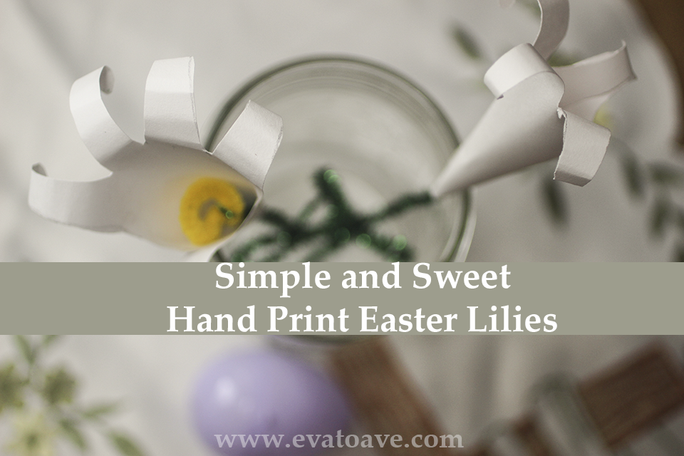 Hand Print Easter Lilies in Mason Jar with Text