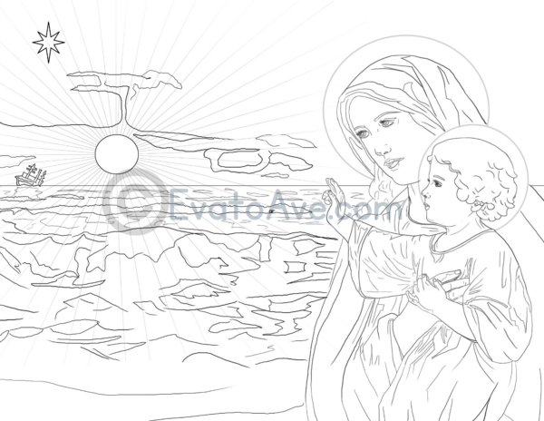 Stella Maris Coloring Page Pack Mary Star of the Sea Coloring Sheet